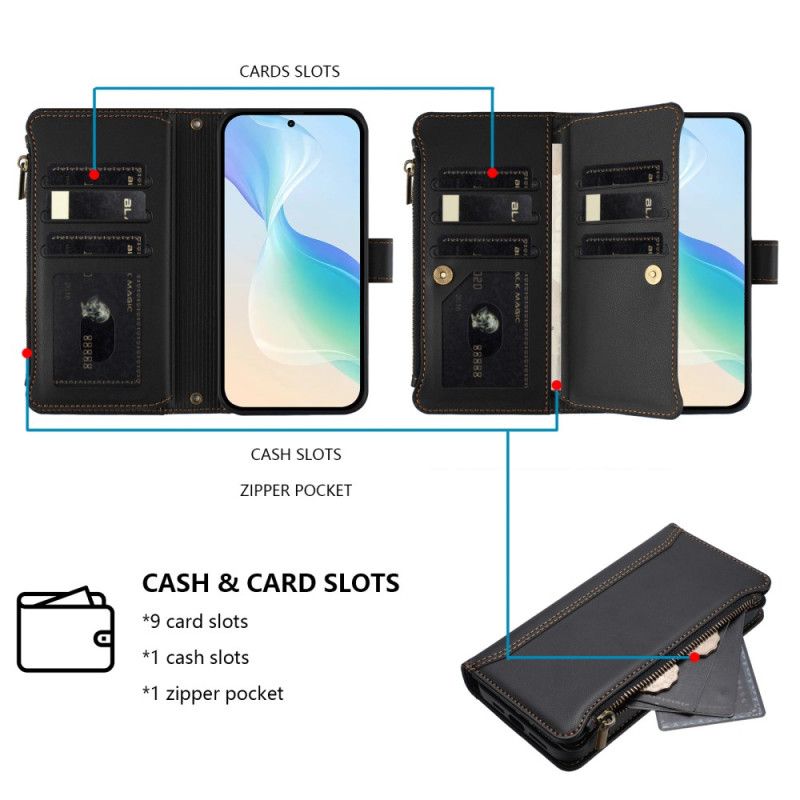 Fodral För iPhone Air Plånbok Med 9 Kortplatser Och Rem