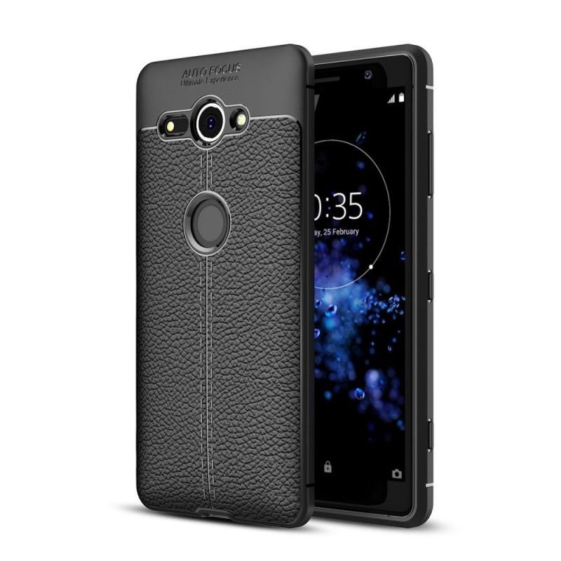 Skal Sony Xperia XZ2 Compact Svart Mobilskal Dubbel Linjelycherskinn