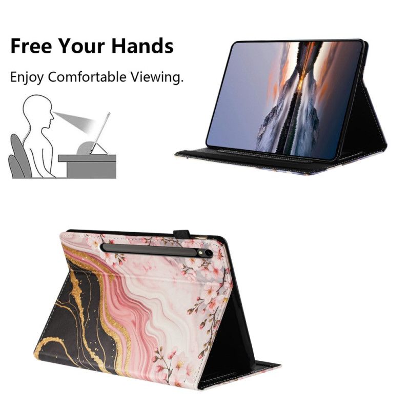 Fodral För Samsung Galaxy Tab S10 Fe Marmorblommönster