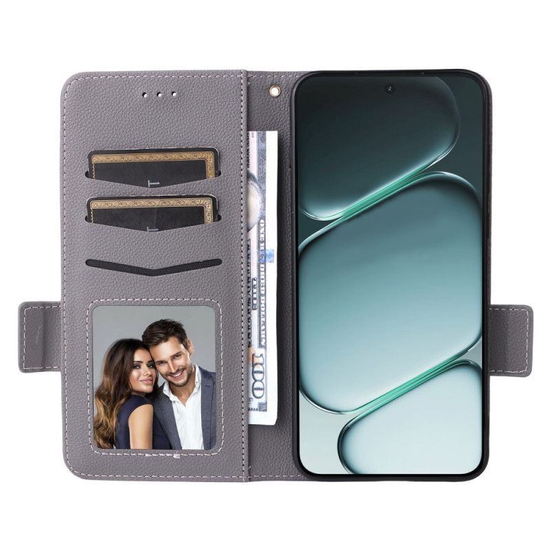 Läderfodral Oneplus 15r Telefonfodral Litchitextur Med Rem