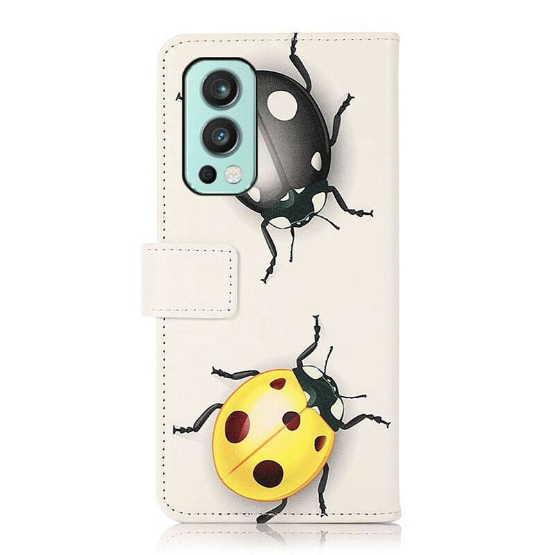 Läderfodral Oneplus Nord 2 5g Telefonfodral Nyckelpigor
