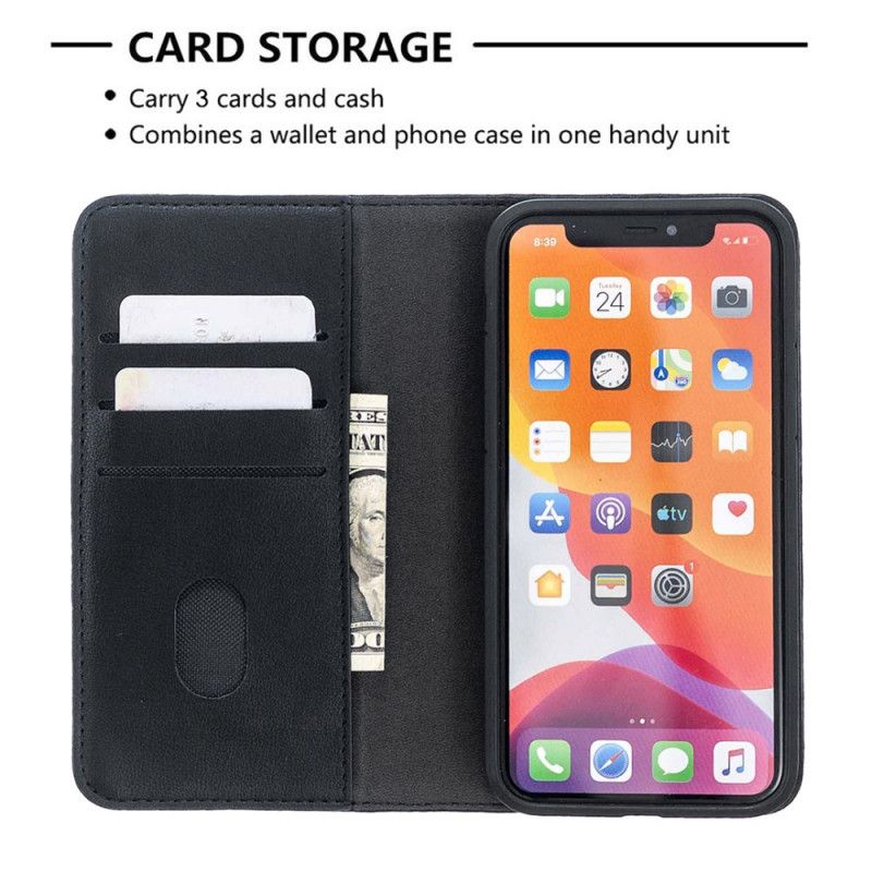 Folio-fodral iPhone 11 Pro Svart Mobilskal Avtagbart Skal Av Äkta Läder