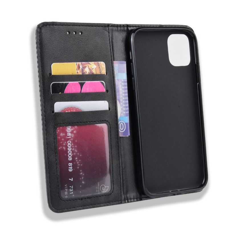 Folio-fodral iPhone 11 Pro Svart Stiliserad Vintage Lädereffekt