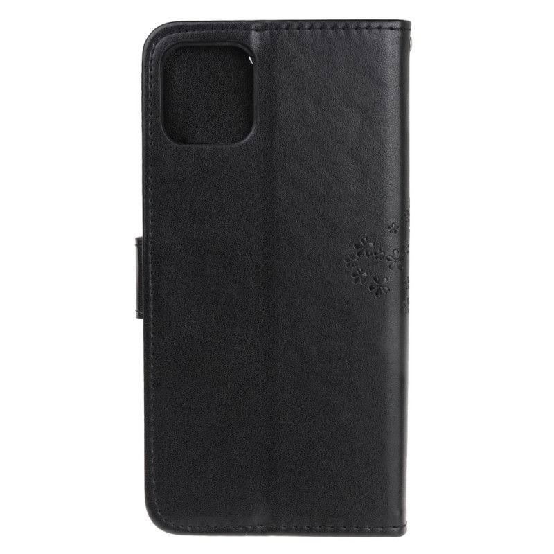 Läderfodral iPhone 11 Pro Svart Träd Och Gubbar