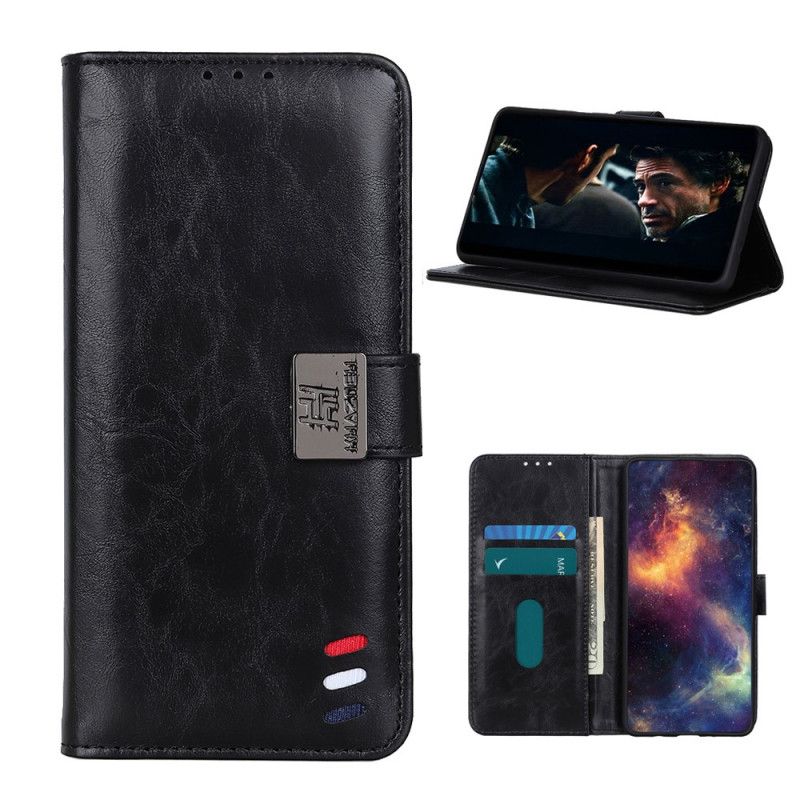 Fodral för OnePlus 8T Svart Vintage Tricolor Lädereffekt