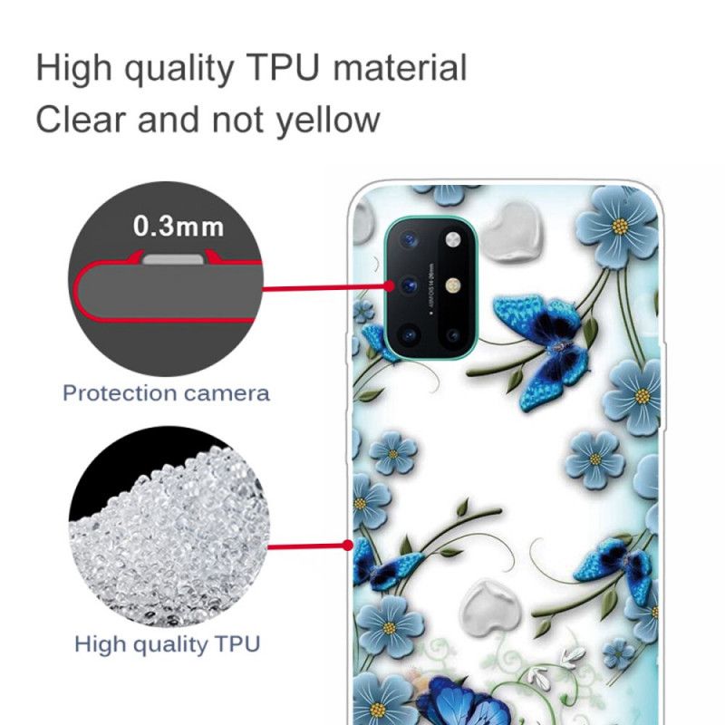 Skal OnePlus 8T Mobilskal Genomskinliga Retro Fjärilar Och Blommor