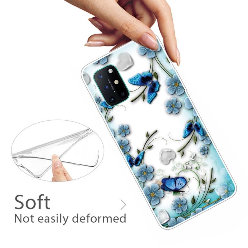 Skal OnePlus 8T Mobilskal Genomskinliga Retro Fjärilar Och Blommor