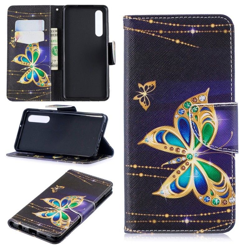 Läderfodral Huawei P30 Mobilskal Magisk Fjäril