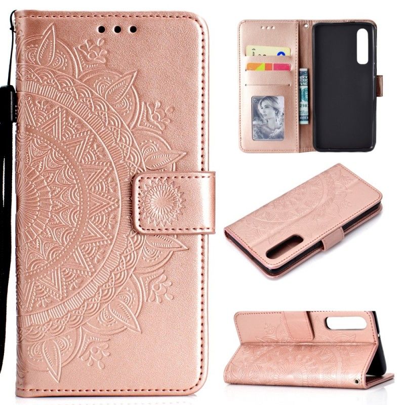 Läderskal Huawei P30 Grå Solmandala