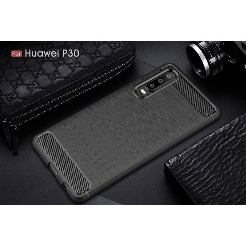 Skal Huawei P30 Svart Borstad Kolfiber