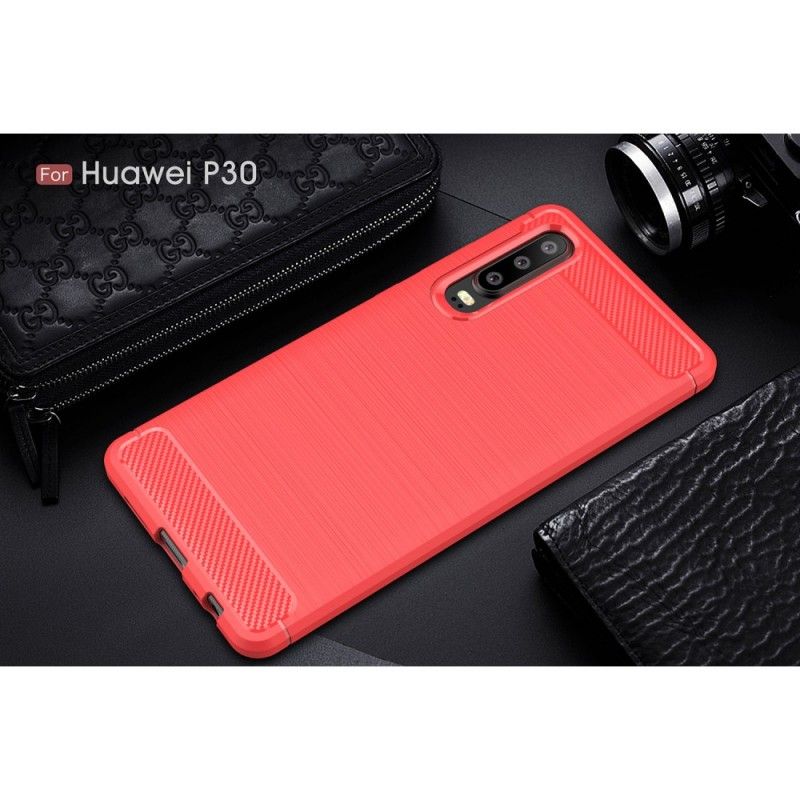 Skal Huawei P30 Svart Borstad Kolfiber