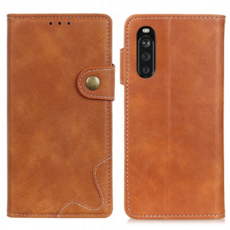 Fodral Sony Xperia 10 Iii Konstnärlig Knapp Och Sömmar