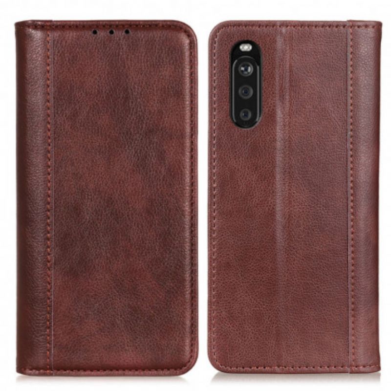 Folio-fodral Sony Xperia 10 Iii Elegance Split Litchi Läder