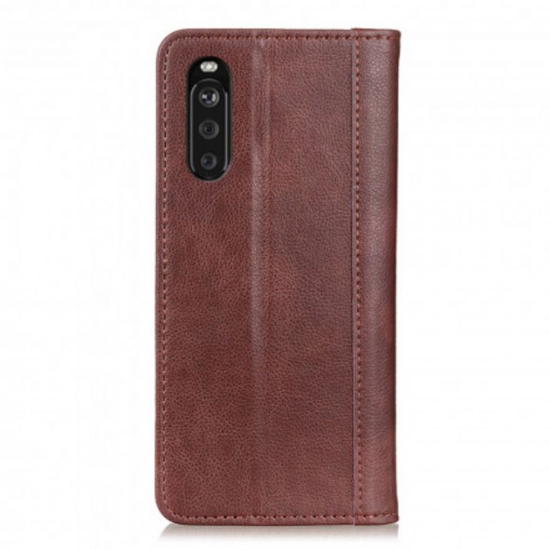 Folio-fodral Sony Xperia 10 Iii Elegance Split Litchi Läder