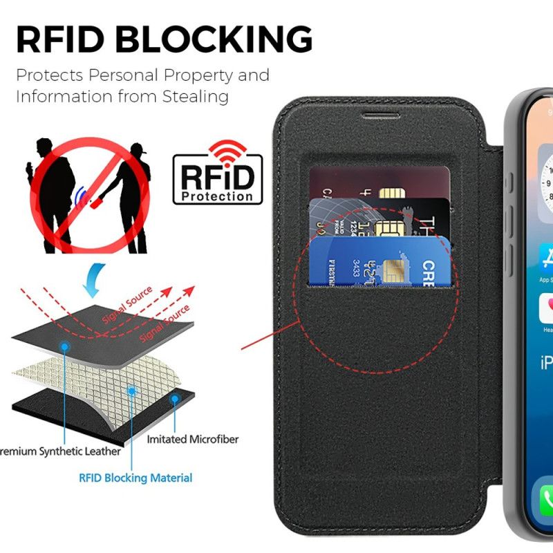 Folio-fodral För iPhone 17 Pro Max Magsafe-kompatibel Med Rfid-blockering