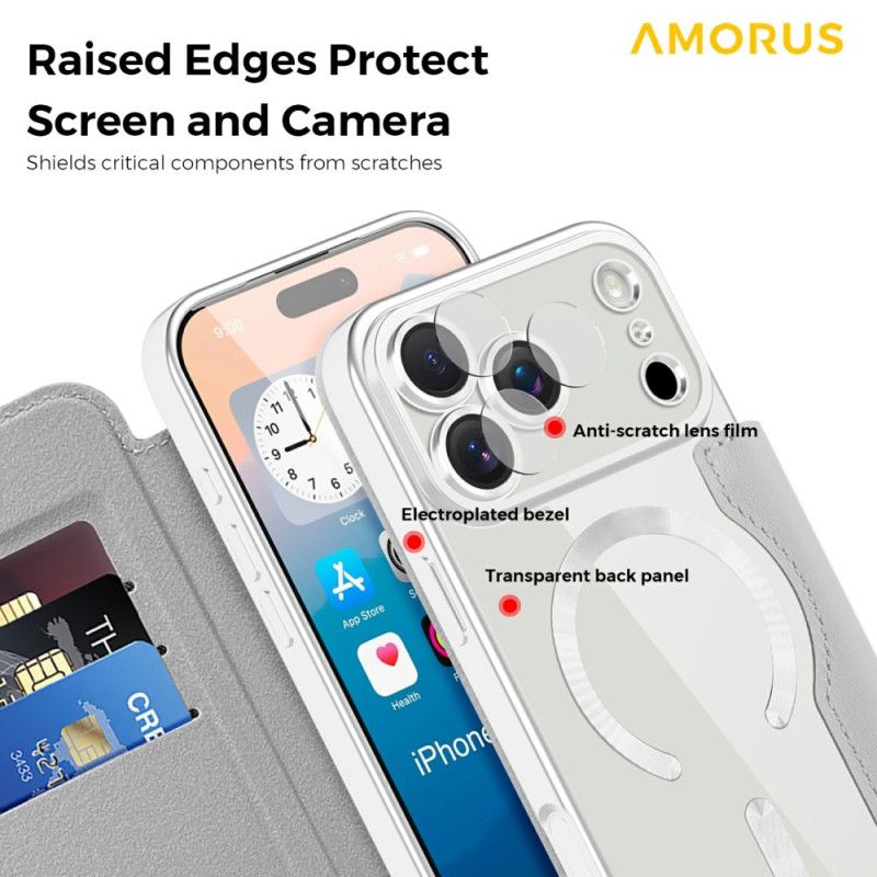 Folio-fodral För iPhone 17 Pro Max Magsafe-kompatibel Med Rfid-korthållare