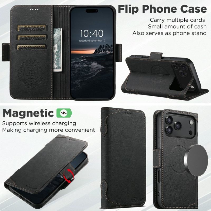 Folio-fodral iPhone 17 Pro Max Telefonfodral Magsafe Premium Vintage-kompatibel
