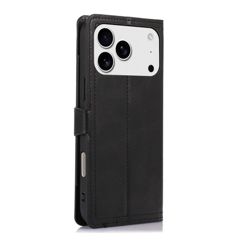 Läderfodral iPhone 17 Pro Max Telefonfodral Fickor Med Dragkedja