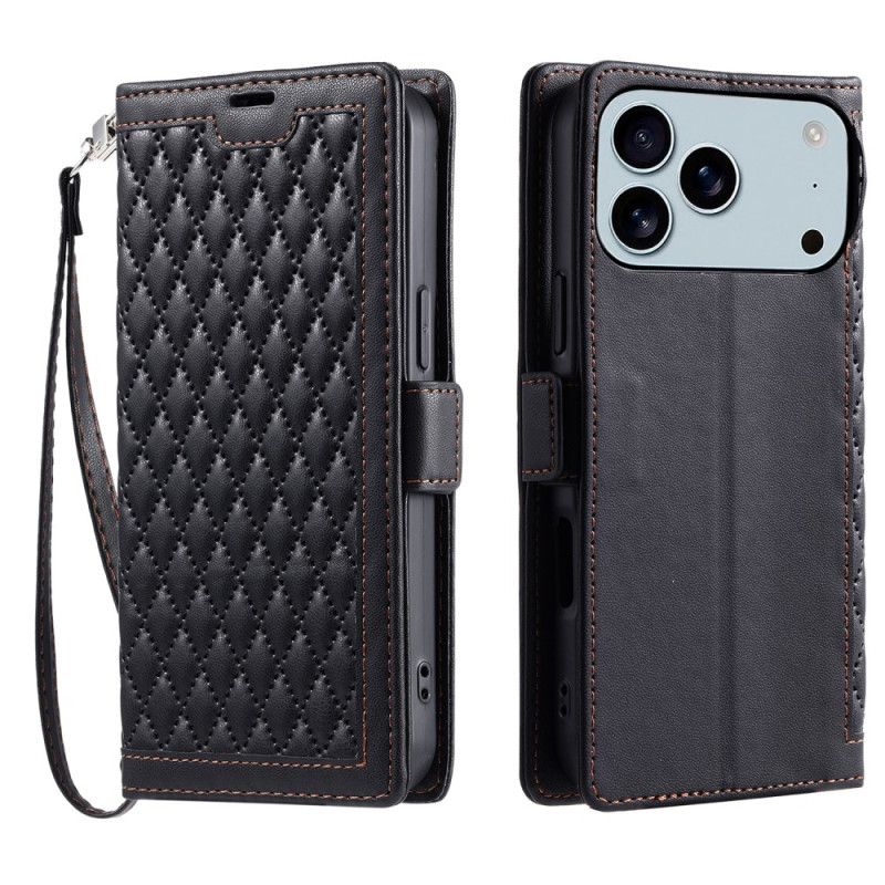 Läderfodral iPhone 17 Pro Max Telefonfodral Klassisk Quiltad