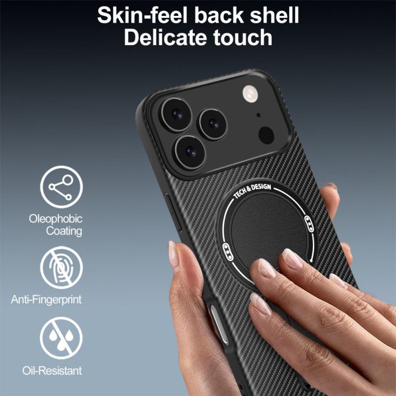 Skal För iPhone 17 Pro Max Kolfiberstruktur Med Stöd