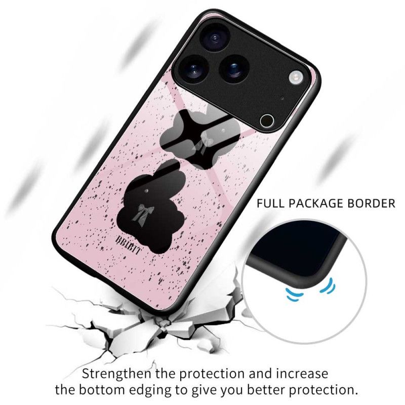 Skal För iPhone 17 Pro Max Rosa Och Svart Härdat Glas