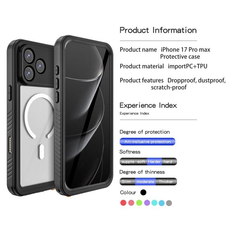 Skal För iPhone 17 Pro Max Transparent Magsafe-kompatibel Vattentät Ip68