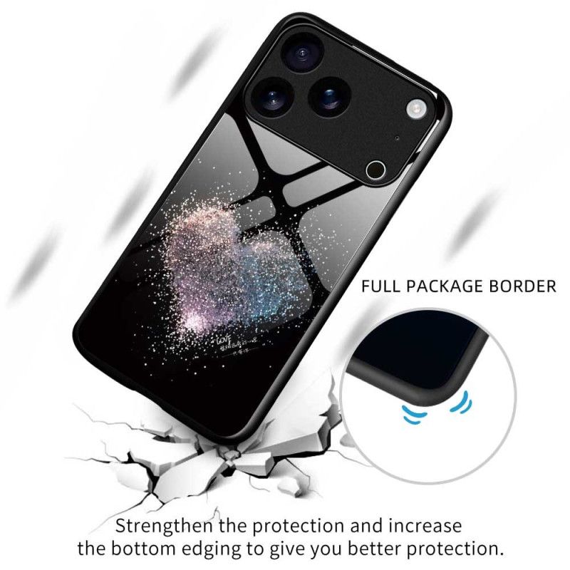 Skal iPhone 17 Pro Max Hjärtliknande Härdat Glas