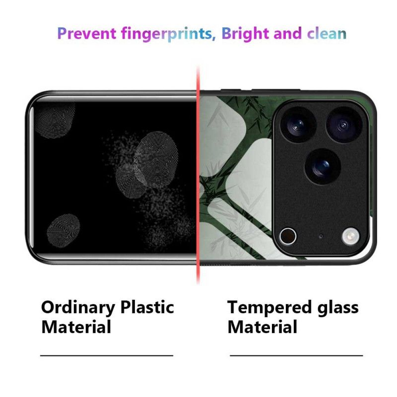 Skal iPhone 17 Pro Max Telefonfodral Blommigt Bläck I Härdat Glas