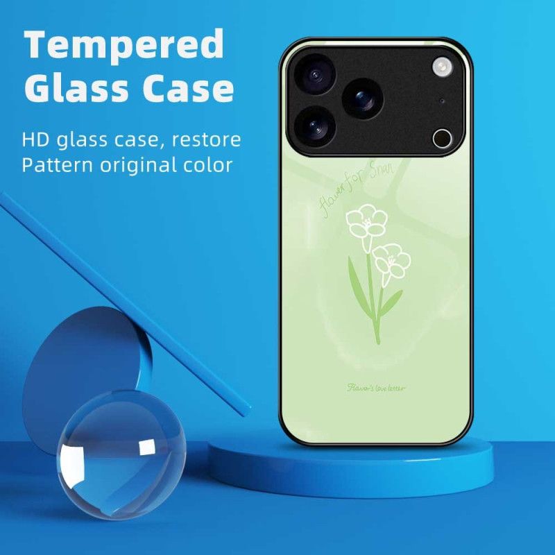 Skal iPhone 17 Pro Max Telefonfodral Blommor I Härdat Glas