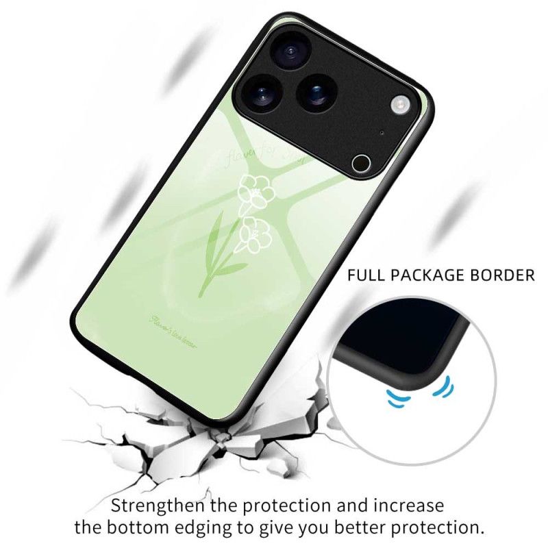 Skal iPhone 17 Pro Max Telefonfodral Blommor I Härdat Glas