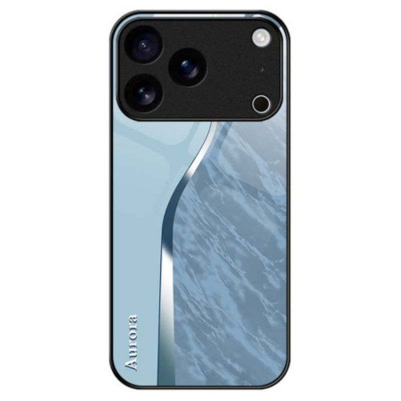 Skal iPhone 17 Pro Max Telefonfodral Härdat Glas Med Ljusblå Design