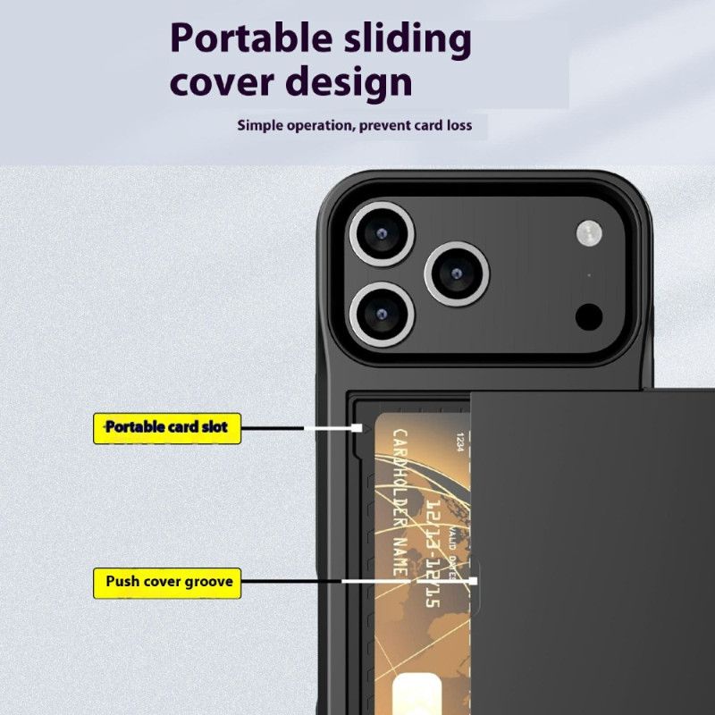 Skal iPhone 17 Pro Max Telefonfodral Skjutbart Korthållare