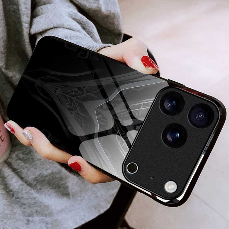 Skal iPhone 17 Pro Max Telefonfodral Svart Design I Härdat Glas