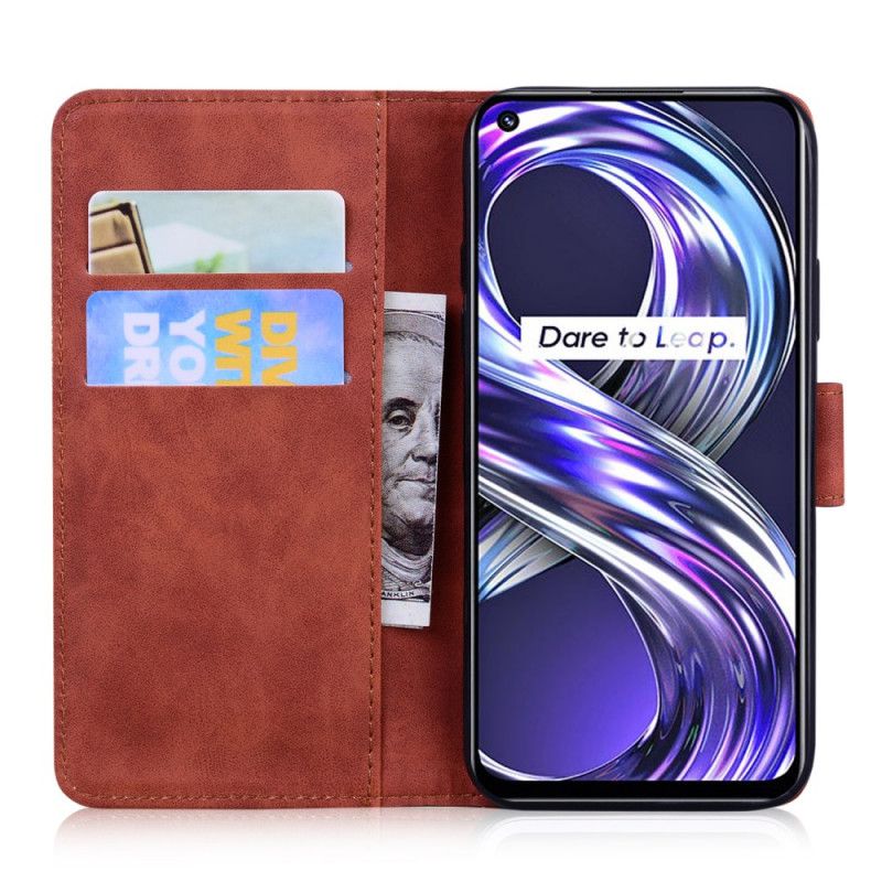 Fodral Realme 8i Monokrom Lädereffekt