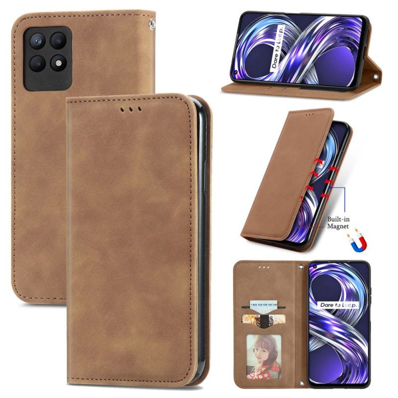 Folio-fodral Realme 8i Telefonfodral Skin-touch Design