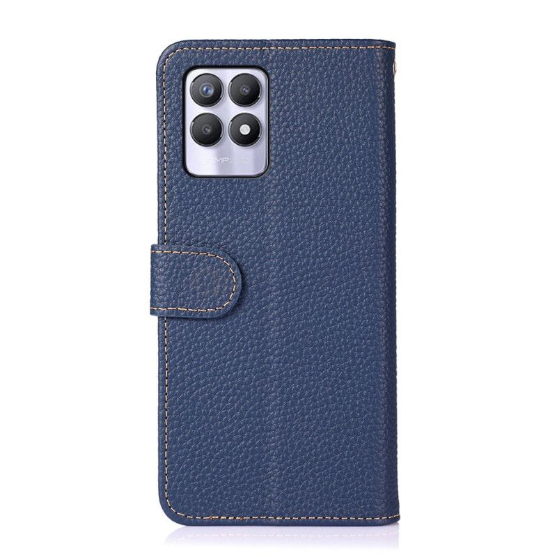 Läderfodral Realme 8i Telefonfodral Äkta Khazneh Litchi-läder