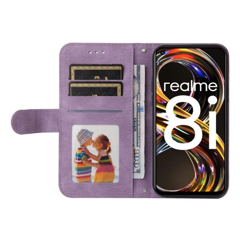 Skyddsfodral Realme 8i Nit Och Rem I Konstläder
