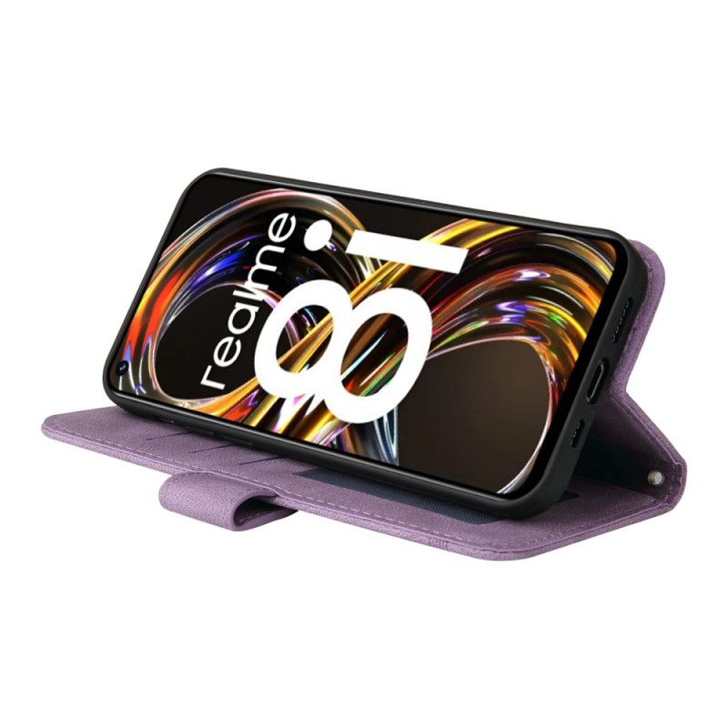 Skyddsfodral Realme 8i Nit Och Rem I Konstläder