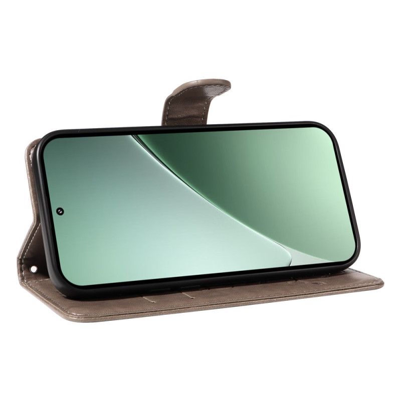 Läderfodral Xiaomi 15 Pro Telefonfodral Blom- Och Fjärilsmönster