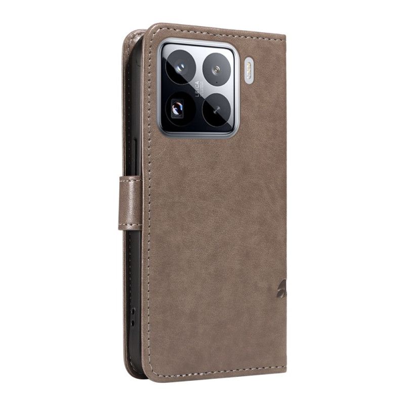 Läderfodral Xiaomi 15 Pro Telefonfodral Blom- Och Fjärilsmönster