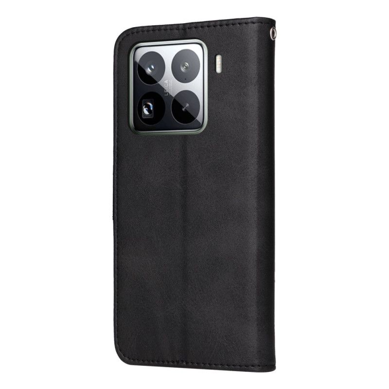 Läderfodral Xiaomi 15 Pro Telefonfodral Enfärgad Lädereffekt Med Rem