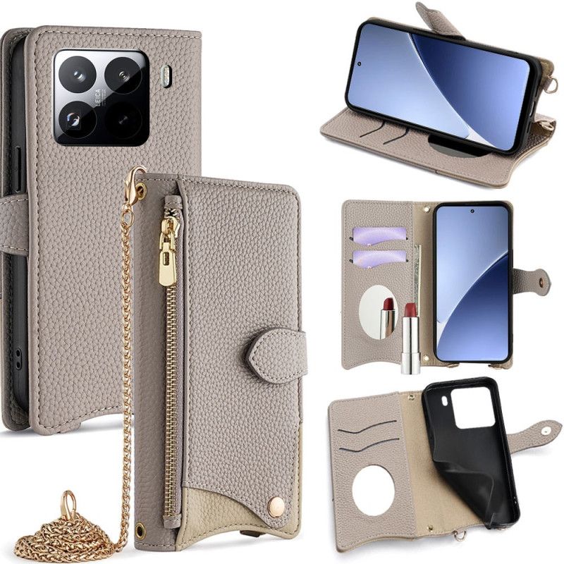 Läderfodral Xiaomi 15 Pro Telefonfodral Plånbok Och Kedja