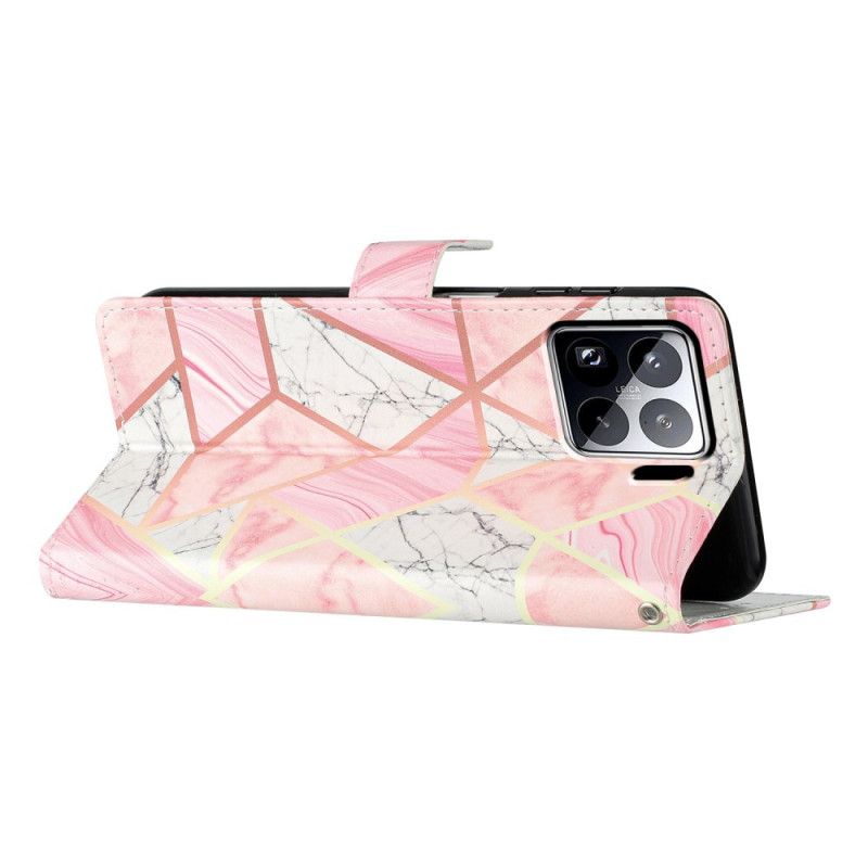 Läderfodral Xiaomi 15 Pro Telefonfodral Rosa Marmor