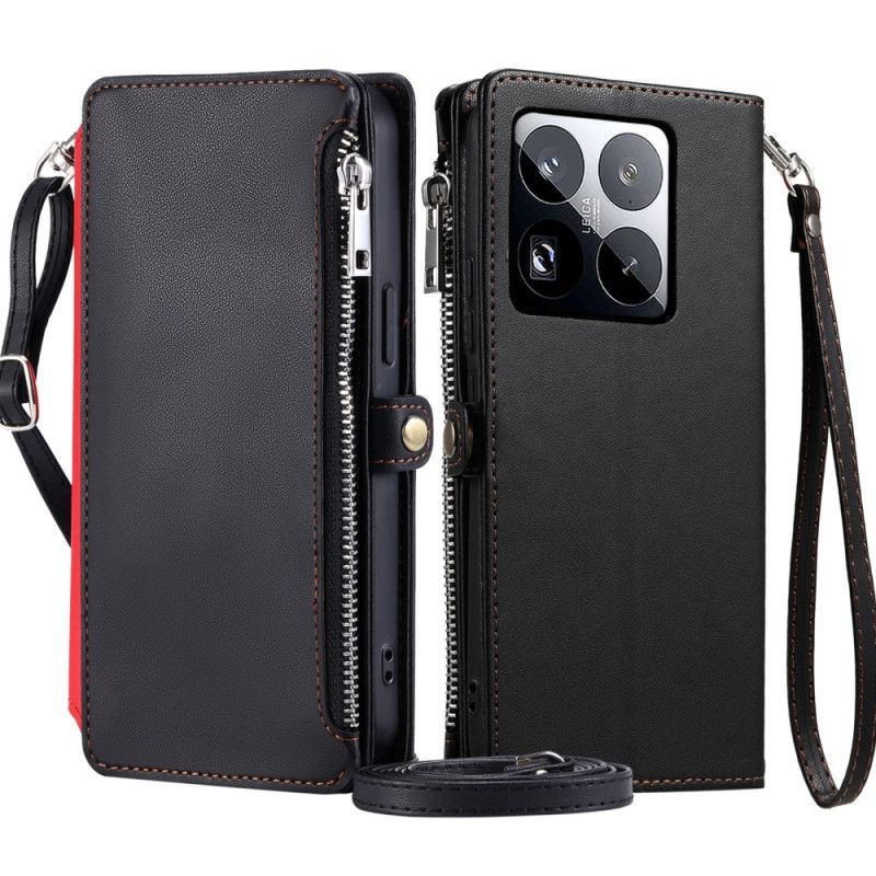 Läderskal Fodral Xiaomi 15 Pro Premiumrem Och Axelrem