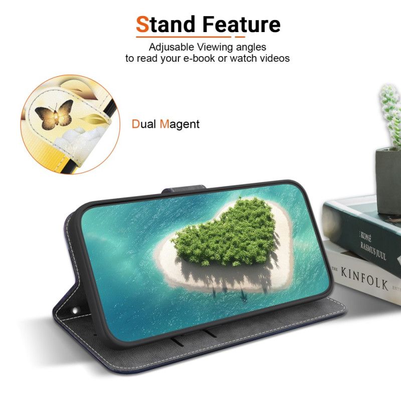 Skyddsfodral Xiaomi 15 Pro Guldfärgade Fjärilar Och Vita Blommor