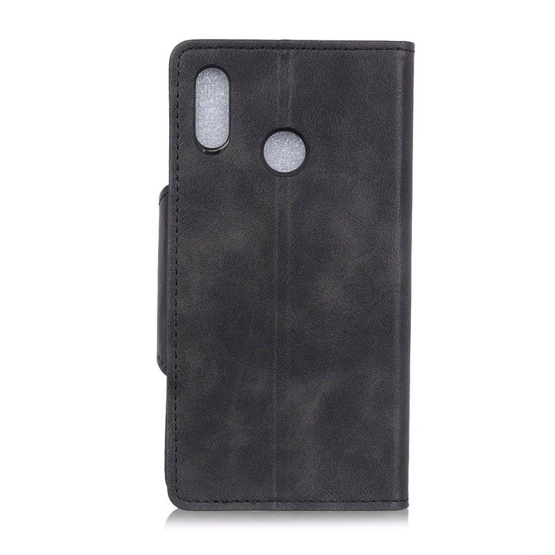 Fodral för Huawei P Smart 2019 Svart Vintage Konstläderknapp