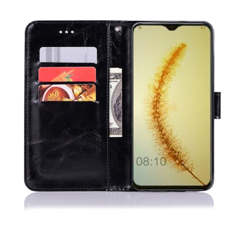 Fodral Huawei P Smart 2019 Svart Vintage Lädereffekt Med Rem