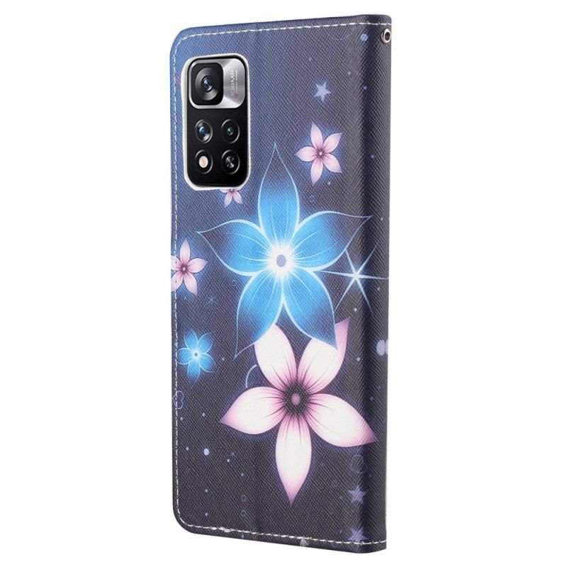 Fodral För Xiaomi Redmi Note 11 Pro / Note 11 Pro Plus Månblommor Med Rem