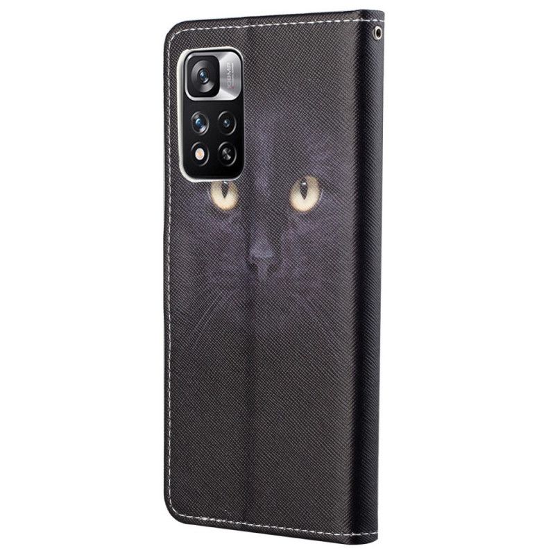 Läderfodral Xiaomi Redmi Note 11 Pro / Note 11 Pro Plus Telefonfodral Black Strappy Cat Eyes