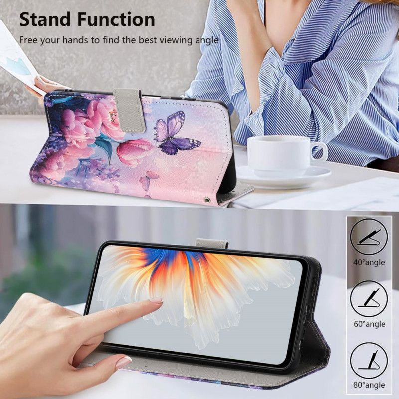 Fodral För Google Pixel 10a Fjärilar Och Rosa Blommor